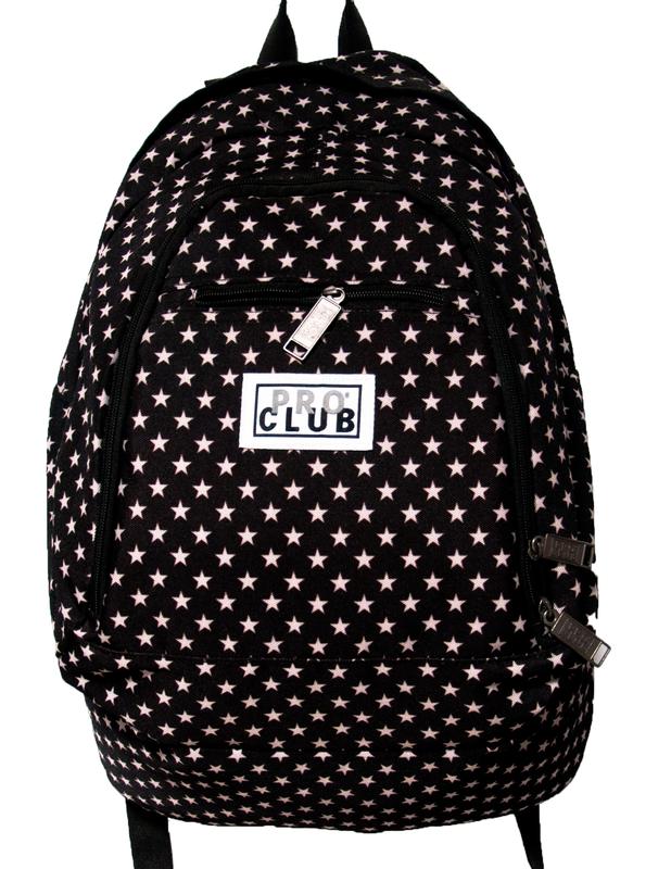 Pro Club Backpack Navy Black Star Square Gray for School or Adventure