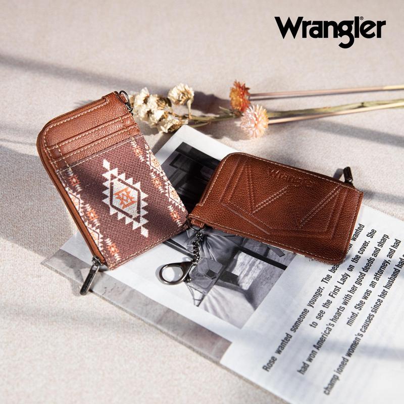 Wrangler Aztec Card Wallet for Women Western Credit Card Holder with Zipper Pocket XZY-WG2203-W005CF