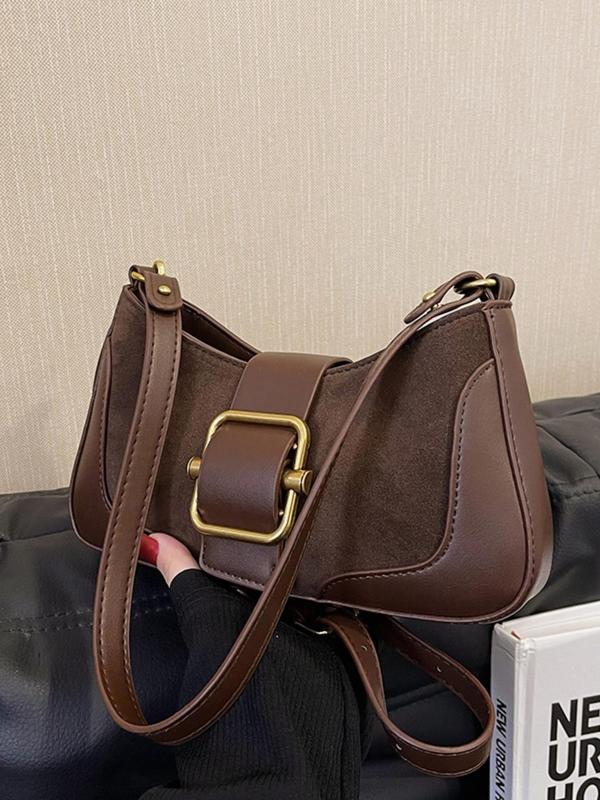 Women's Solid Color Baguette Bag, Fashionable Pu Leather Shoulder Bag for Daily Used, Designer Crossbody Bags for Women, Casual Trendy Versatile High-quality Daily Commuting Bag