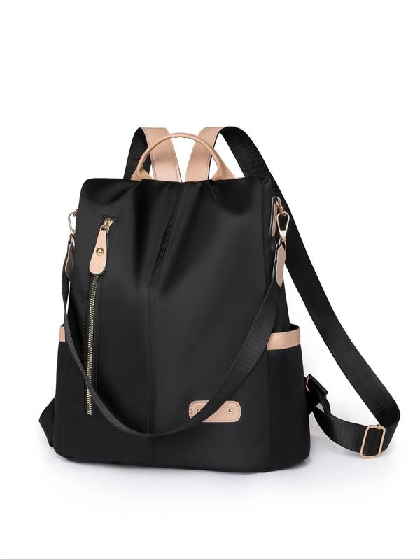 Women's Simple Style Plain Color Backpack, Casual Versatile Zipper Shoulder Bag, Trendy Backpack for Daily Use, Senior Backpacks for School