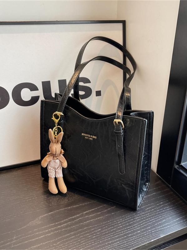 Women's Fashionable Rabbit Charm Design Tote Bag, Casual Pu Leather Shoulder Bag for Daily Used, Trendy Versatile High-quality Daily Commuting Bag