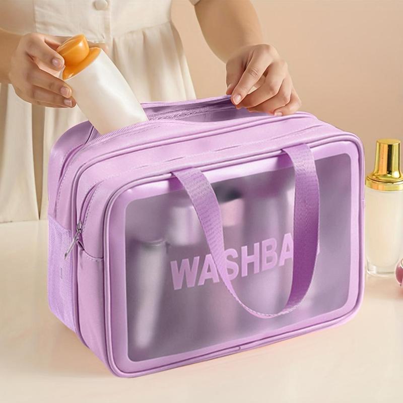 Large Capacity Double-layer Makeup Bag, Portable Travel Cosmetic Bag, Multifunctional Bath and Swimming Storage Bag, Makeup Organizer for Home & Travel