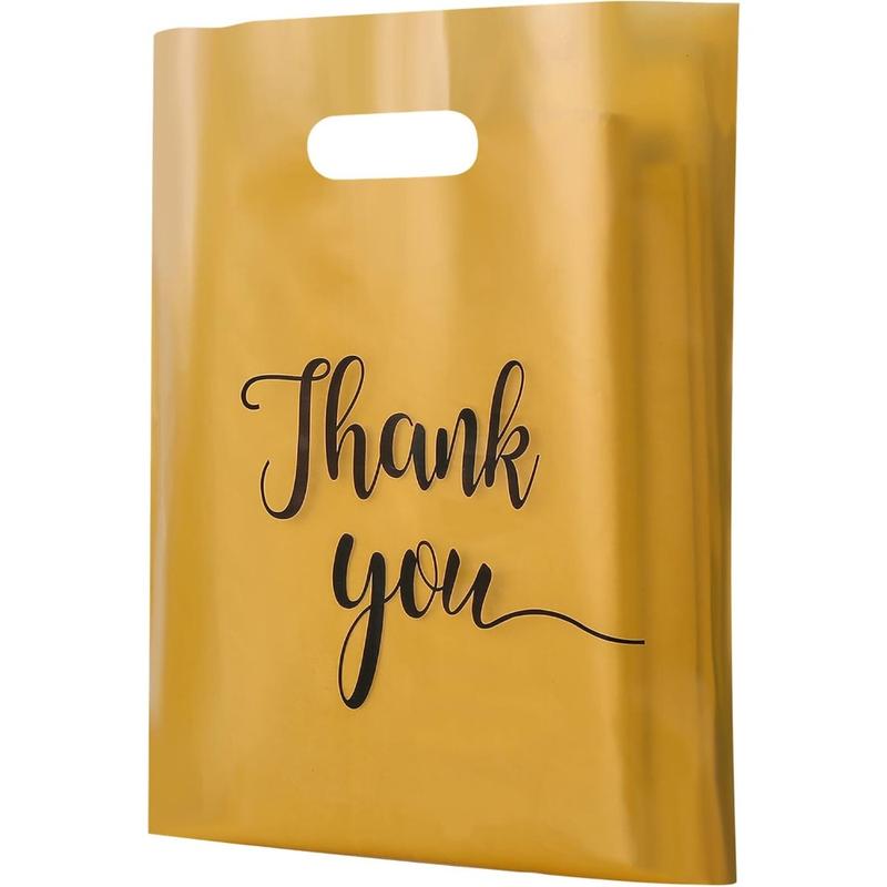 100Packs Thank You Merchandise Bags, Extra Thick 2.36Mil 12x15In Retail Plastic Shopping Bags for Small Business Stores Boutique Clothes, Reusable Gift Bags Plastic Bags with Handle