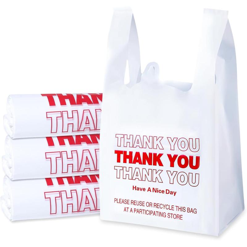 Plastic Bags, 300 Count Thank You Bags, Plastic Bags With Handles For Shopping, Grocery, Plastic Bags For Small Business (11