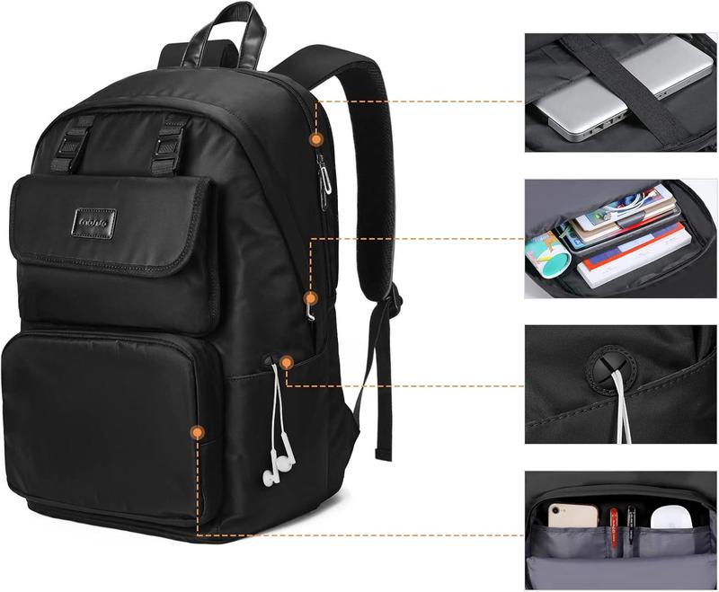 MOSISO 15.6-16 inch 24L Laptop Backpack, Travel Business Polyester Anti-Theft Casual Daypack Bag with Detachable Small Case & Back Luggage Strap