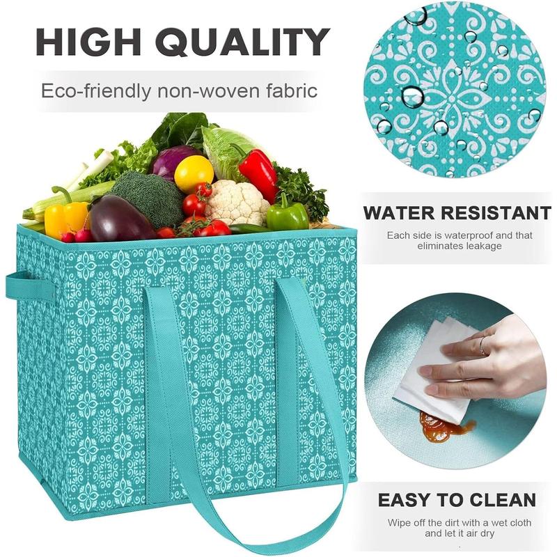 Reusable Grocery Bags [3 Pack],Large Grocery Tote Bag Water Resistant Shopping Bags Foldable Grocery Bag for Clothes,Shoes and Picnic,Green