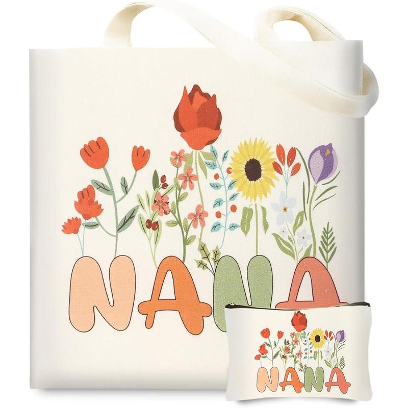 Best Grandma Gifts, Christmas Gifts for Grandma from Granddaughter Grandchildren, Canvas Tote Bag Set for Unique Grandmother Gifts for women