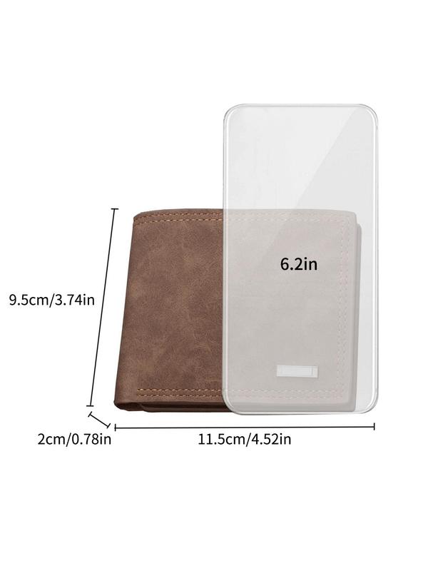 Men's Business Fashion PU Leather Zipper Bifold Wallet, Simple Style Plain Color Wallet, Multi Card Slot Card Holder, Casual Versatile High-quality Daily Wallet