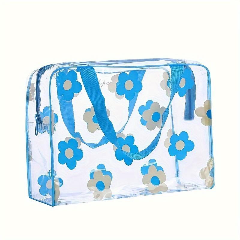 Flower Pattern Clear Makeup Bag Set, 3 Counts set Waterproof Portable Storage Bag, Cosmetic Bag, Travel Toiletry Bag, Storage Organizer for Home & Travel