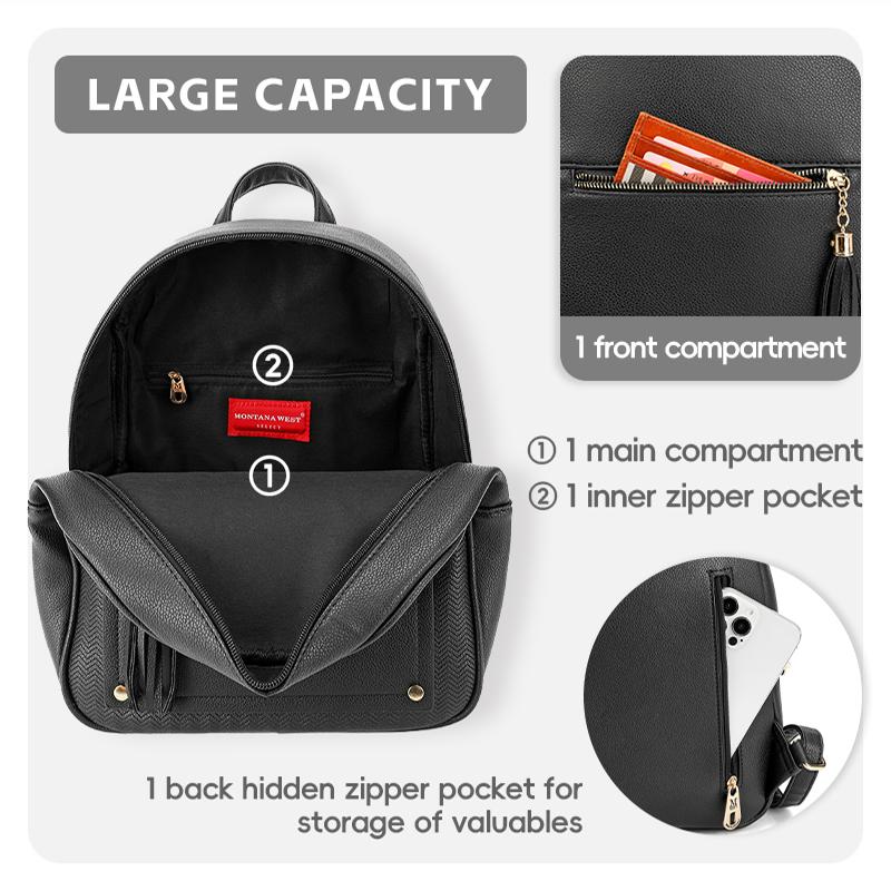 Montana West Small Backpack Purse for Women Anti Theft Backpack with Secured Zipper & Tassel