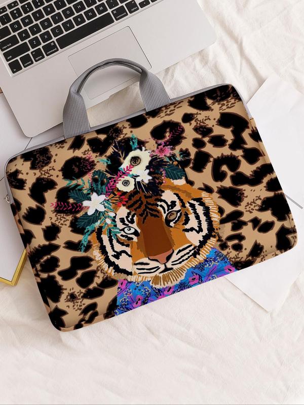 Fashion Leopard Tiger Pattern Laptop Bag, Soft Laptop Cover, Laptop Zipper Storage Bag for Laptop, Tablet Cover, Notebook Cover