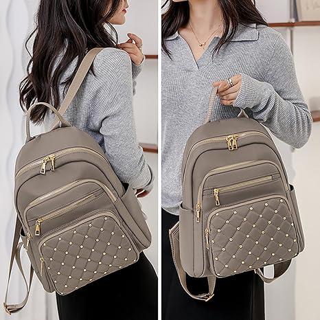 Women's Fashion Backpack Casual Backpack Travel Work Backpack Multi-Pocket Anti-Theft Backpack, Mini Backpack (Black) Suitable for Camping Travel