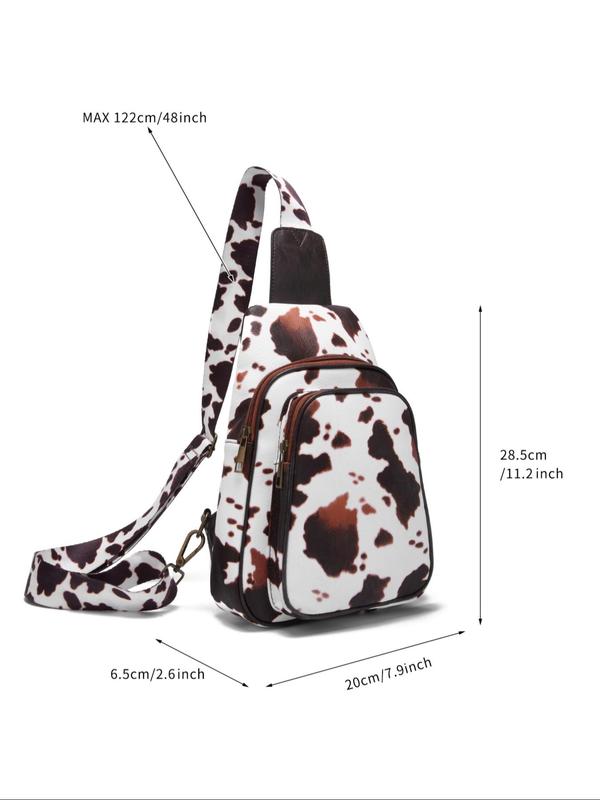 2024 Summer Cow Pattern Zipper Bum Bag for Men Vacation Beach, Unique Bags, Travel Essentials, Trendy Retro Casual Sling Fanny Packs for Women Daily, Vintage Bum Belt Bag