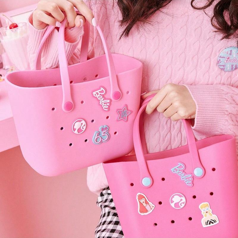 [Holiday Special]  Barbie Lunch Bag for Women - Cute Crocs Design, Durable Lunch Tote Bags for Girls, Suitable Size in Pink, Pale Pink, and Blue with Handle, Ideal for School, Work, and Barbie Daylight Shiny Series