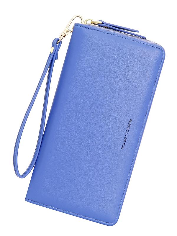 Women's Solid Color Long Wallet, Casual Multi Card Slot Zipper Clutch Purse, Casual Trendy Versatile High-quality Daily Wristlet