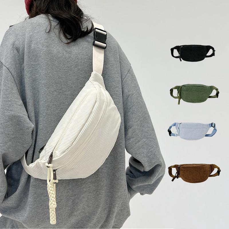 Aesthetic Corduroy Shoulder Crossbody Bag for Women Sports Chest Bag Commuter Running Satchel Bag