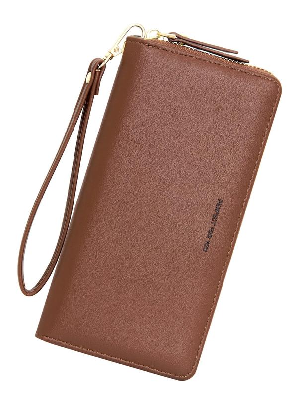 Women's Solid Color Long Wallet, Casual Multi Card Slot Zipper Clutch Purse, Casual Trendy Versatile High-quality Daily Wristlet