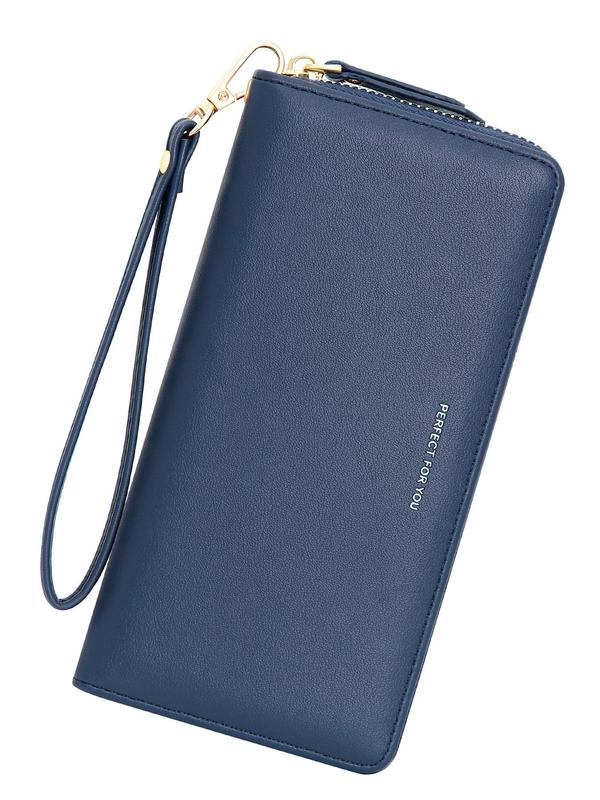 Women's Solid Color Long Wallet, Casual Multi Card Slot Zipper Clutch Purse, Casual Trendy Versatile High-quality Daily Wristlet