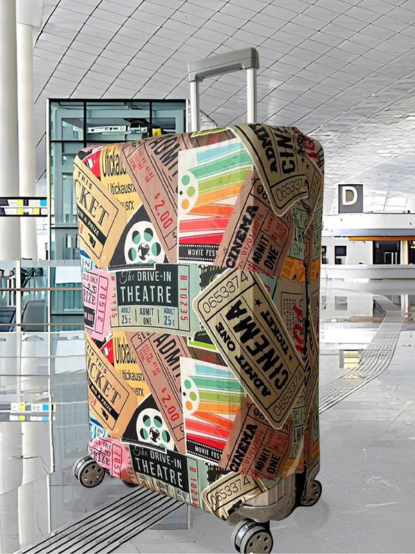 Colorblock Pattern Travel Luggage Cover, Elastic Dust Cover for Men and Women, Fashionable Luggage Cover for Trolley Suitcases