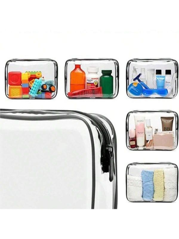 Clear Makeup Bag Set, Transparent Cosmetic Makeup Bag with Zipper, Portable Travel Luggage Pouch