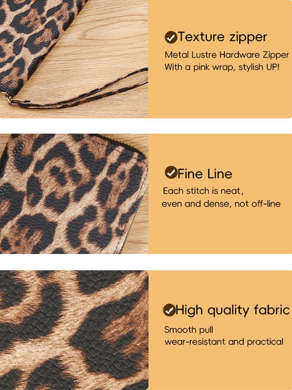 Women's Leopard Pattern Long Wallet, Casual Zipper Wallet Wristlet for Daily Used, Casual Trendy Versatile High-quality Daily Purse Wallet, Girl Fashionable Shopping Wallet