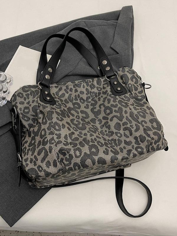 Fashion Leopard Print Tote Bag, Versatile Shoulder Bag, New Style Commuting Large Capacity Simple Casual Handbag, Suitable for Dating, Shopping, Going Out, Commuting, Class, Giving Gifts