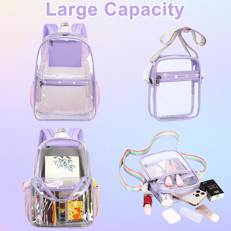 LOIDOU Clear Backpack Heavy Duty Large Clear Bookbag Transparent Backpacks See Through Backpack for College Work Travel