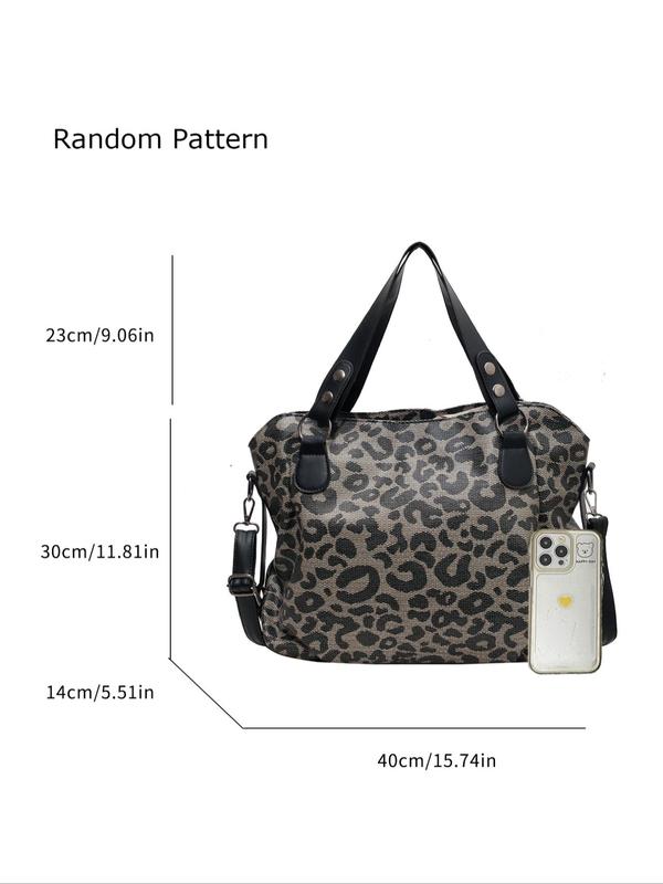 Fashion Leopard Print Tote Bag, Versatile Shoulder Bag, New Style Commuting Large Capacity Simple Casual Handbag, Suitable for Dating, Shopping, Going Out, Commuting, Class, Giving Gifts