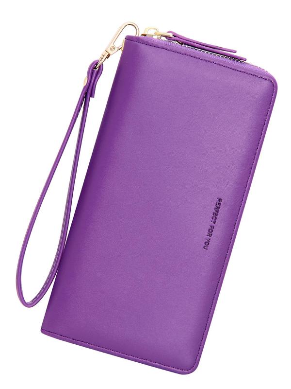 Women's Solid Color Long Wallet, Casual Multi Card Slot Zipper Clutch Purse, Casual Trendy Versatile High-quality Daily Wristlet