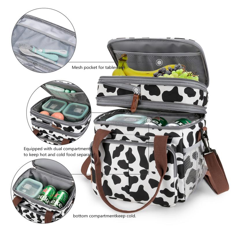 Lunch Bag for Women Men Double Deck Expandable Lunch Box,Large Lunch Bags,Leakproof Lunch Box Cooler Bag