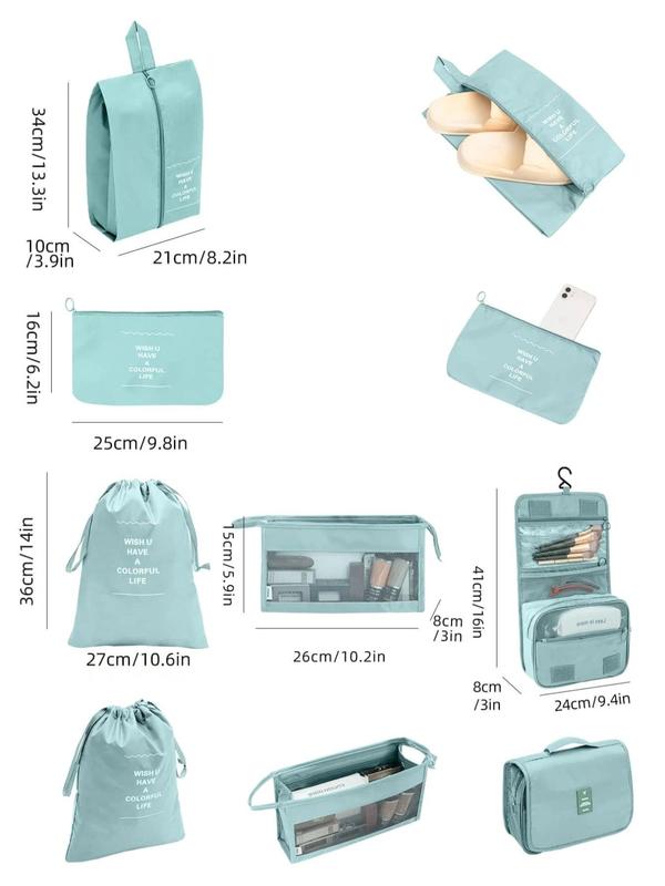 Fall Portable Travel Storage Bag Set, Including Large Storage Bag, Shoe Bag, Underwear Bag, Cosmetic Bag, Makeup Bag, Toiletry Bag, Laundry Bag, Zipper Storage Bag, Fall Outfits, Fall Freshness