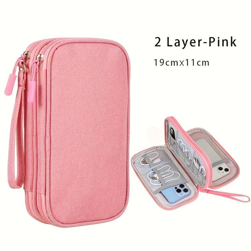 Travel Electronics Storage Bag, 1 Count Waterproof 1-layer 2-layer Storage Bag, Perfect for U Disk, Hard Disk, Headphone, and Power Bank