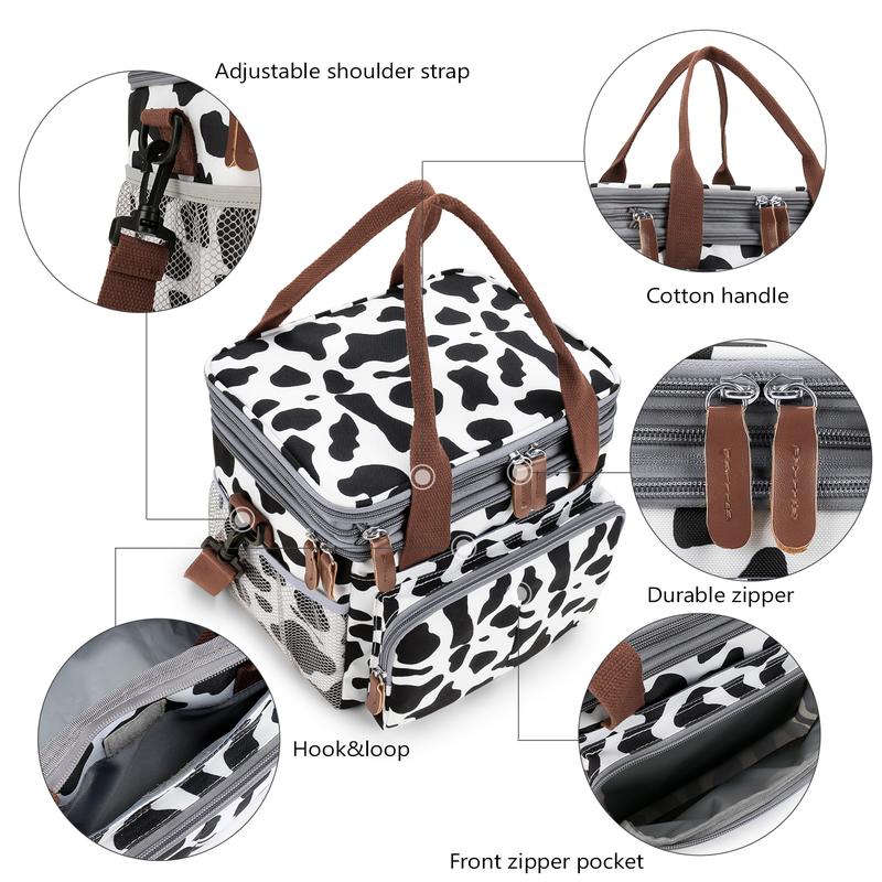 Lunch Bag for Women Men Double Deck Expandable Lunch Box,Large Lunch Bags,Leakproof Lunch Box Cooler Bag