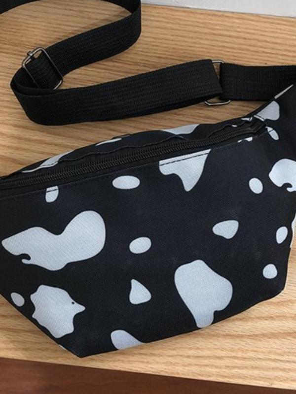 Women's Casual Chic Cow Pattern Zip Fanny Bag