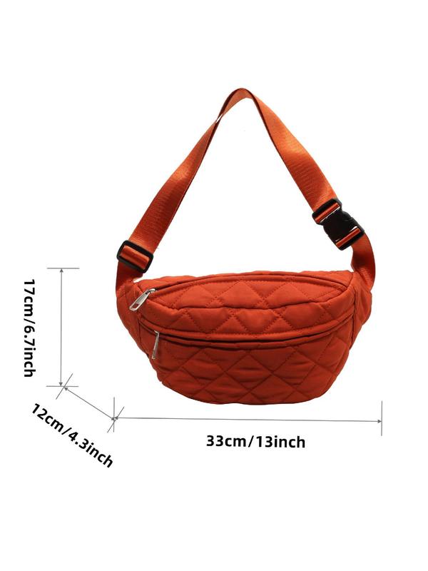 Women's Solid Color Quilted Fanny Pack, Fashionable Casual Versatile Zipper Chest Bag for Daily Used, Trendy All-match Sling Bag