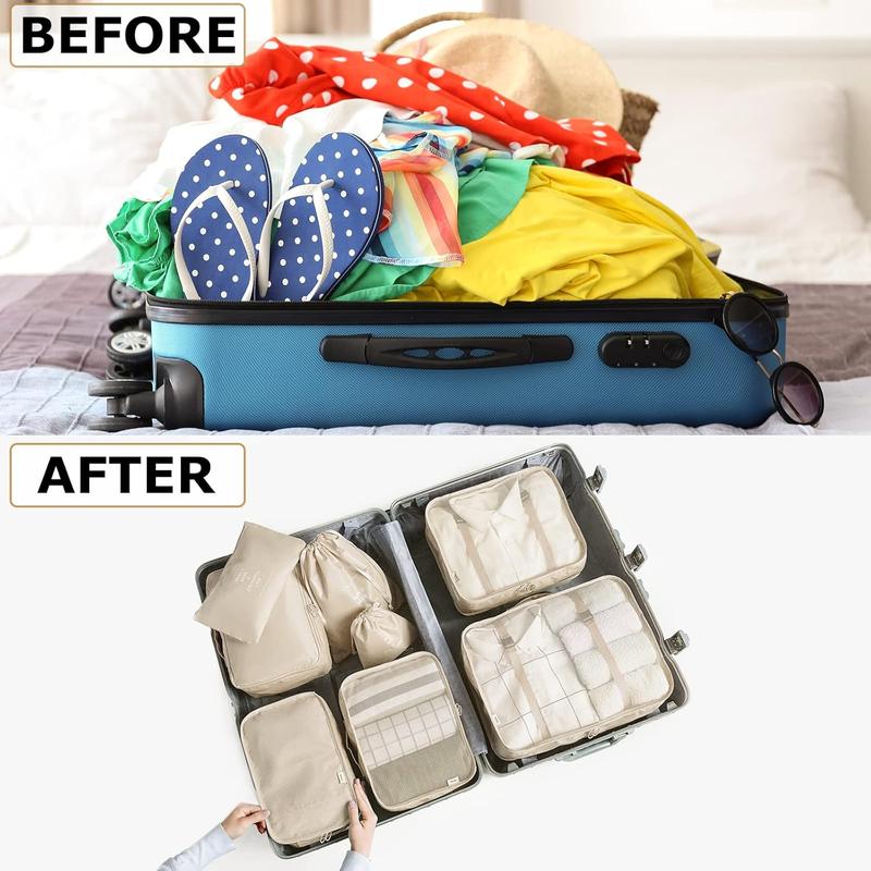 8 Set Packing Cubes for Suitcases Travel Luggage Packing Organizers,Travel  Luggage Organizer for Travel Accessories Shoe Bag Tioletry Bag Laundry Bag