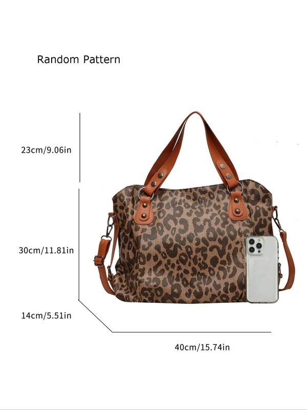 Fashion Leopard Print Tote Bag, Versatile Shoulder Bag, New Style Commuting Large Capacity Simple Casual Handbag, Suitable for Dating, Shopping, Going Out, Commuting, Class, Giving Gifts