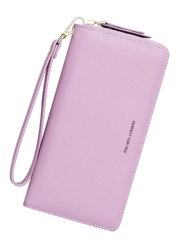 Women's Solid Color Long Wallet, Casual Multi Card Slot Zipper Clutch Purse, Casual Trendy Versatile High-quality Daily Wristlet