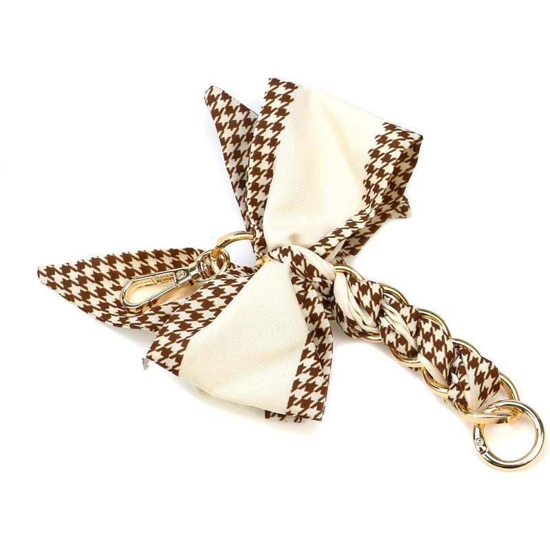 Handbag extender chain brown silk bowknot purse chain strap extender replacement Women bag scarf decoration for purse, handbags, bag, Cross bag