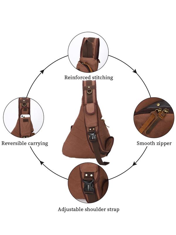 Men's Zipper Crossbody Bag, Large Capacity Multi-functional Chest Bag, Casual Versatile Sling Bag for Daily Used