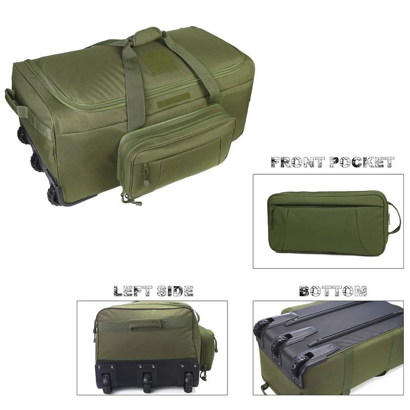 Heavy-Duty X-Large Military Tactical Wheeled Rolling Duffel Trolley Bag For Deployment Traveling Camping Sporting