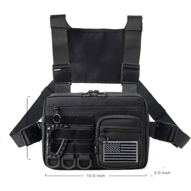 EDC Chest Pack, Versatile Utility Chest Rig Bag For Men. Water Resistant Chest Bag Vest & Pouch For Workouts, Running & Cycling