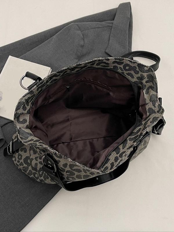 Fashion Leopard Print Tote Bag, Versatile Shoulder Bag, New Style Commuting Large Capacity Simple Casual Handbag, Suitable for Dating, Shopping, Going Out, Commuting, Class, Giving Gifts