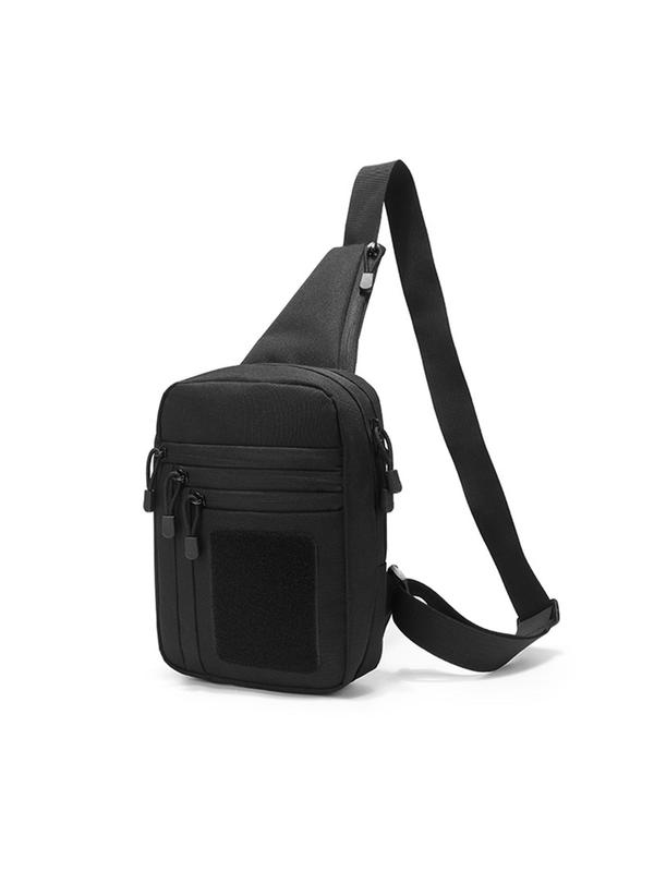 Men's Solid Color Zipper Fanny Pack, Casual Versatile Chest Bag for Daily Used, Trendy All-match Sling Bag for Men