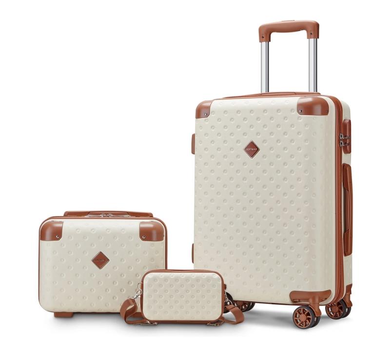 3-Piece Carry-on Luggage Set with Swivel Wheel Combination Lock Lightweight Hard Shell Set-Beige