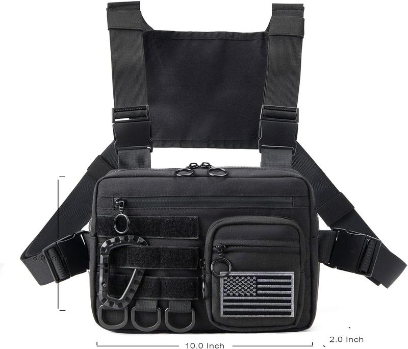 Tactical Sports EDC Chest Pack, Versatile Utility Chest Rig Bag For Men. Water Resistant Chest Bag Vest & Pouch For Workouts, Running & Cycling