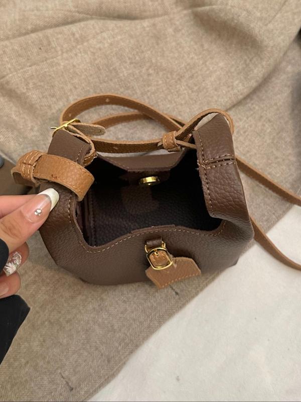 Women's Elegant Bucket Bag, Fashionable Solid Color Handbag, Versatile Crossbody Bag for Daily Use, Office Worker Commuting, Elegant Ladies Bag