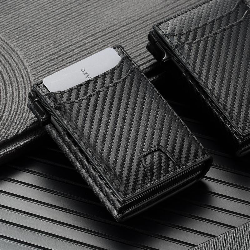 Furid Airtag Wallet For Men: Trifold Carbon Fiber Wallet With Airtag Holder- RFID Blocking, 2024 Summer Business Card Slots Pop Up Card Holder, Casual Summer New Trendy Purse Back To School Gift