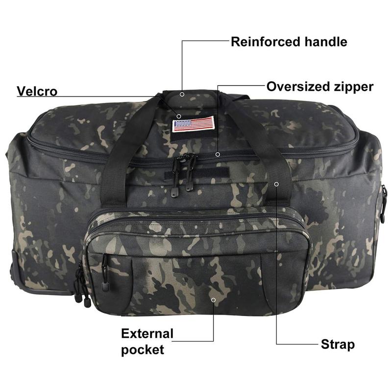 Heavy-Duty X-Large Military Tactical Wheeled Rolling Duffel Trolley Bag For Deployment Traveling Camping Sporting