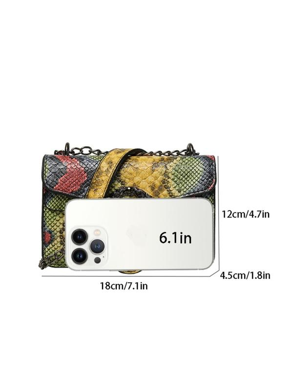 Women's Fashionable Snakeskin Print Crossbody Bag, Casual PU Leather Shoulder Bag for Daily Used, Trendy Versatile High-quality Daily Commuting Bag